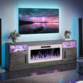 VITESSE TV Stand Fireplace with 36" inch Electric Fireplace Up to 80" TVs, LED Light Entertainment Center, 70" Modern Wood High Gloss with Highlight Storage Cabinet for Living Room (Gray)