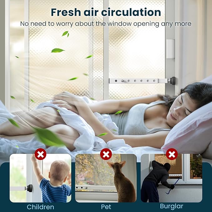 Gadgetzan 2 Pack Window Security Bars Adjustable 11"-18",Portable Short Sliding Window Lock Bar for Child Safety/Anti-Theft,Window safety lock with Rubber Base for Vertical and Horizontal Window-White