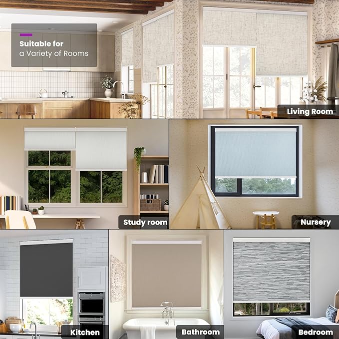 Astomi Motorized Roller Shades for Windows, Blackout Smart Blinds for Indoor, Effortless Remote & Voice Control, Compatible with Alexa, Google Home, Custom Size，Vinyl-Ash Gray