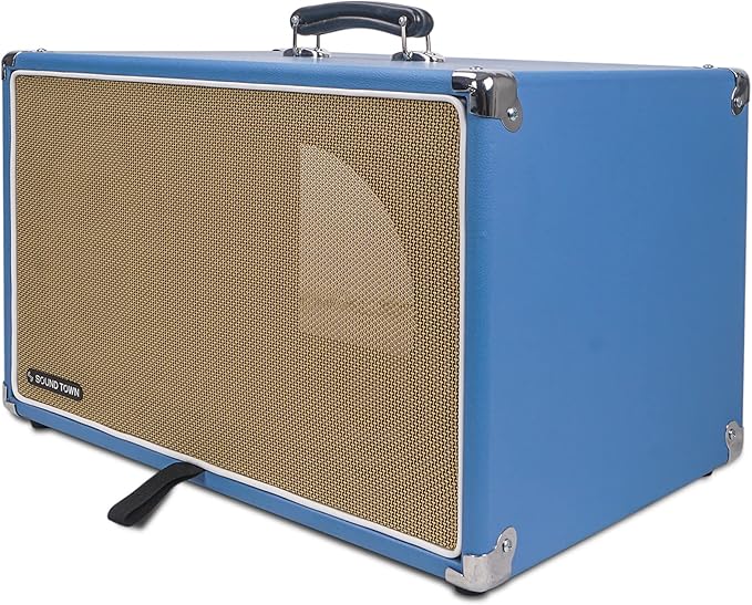 Sound Town Vintage 6U Amp Rack Case, 12.5" Depth with Rubber Feet, Dust Cover, Kickstand, Beau Blue (STVRC-6BL)