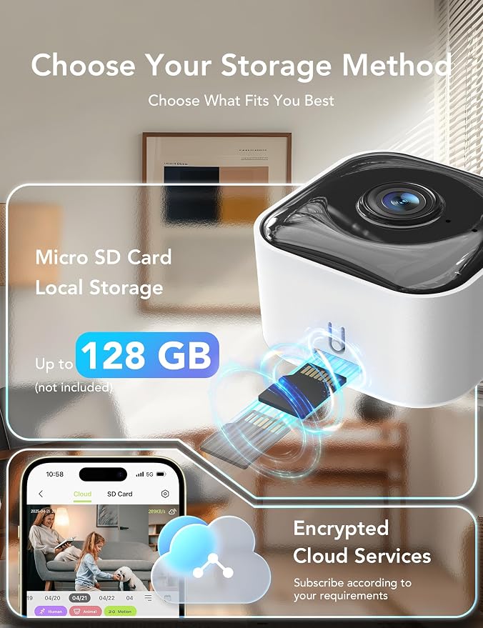 GNCC 2K Indoor Security Camera for Home, Pet Camera 2.4g/5g WiFi, Mini Dog Cam - Image 7