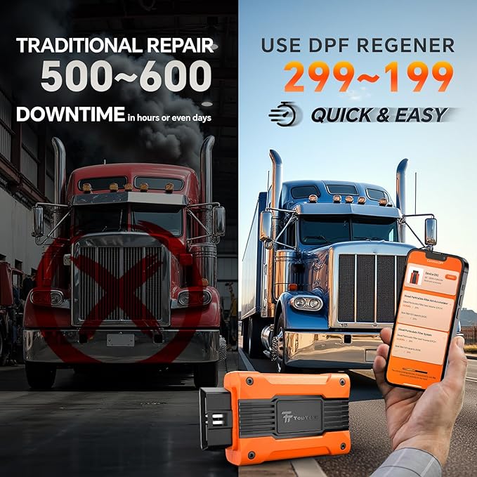 TopTekk Regen Device and DPF Condition Detection, Compatible with Detroit Engines, Advanced Error Code Clearing and Regeneration
