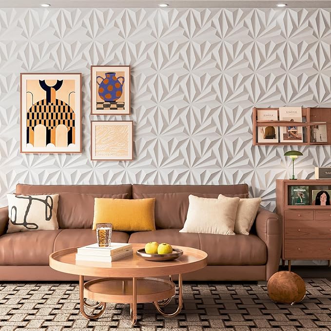 Art3d 20 Pack Decorative 3D Wall Panels, 19 Sq.feet PVC Interior Wall Décor, 11.8"x11.8", White