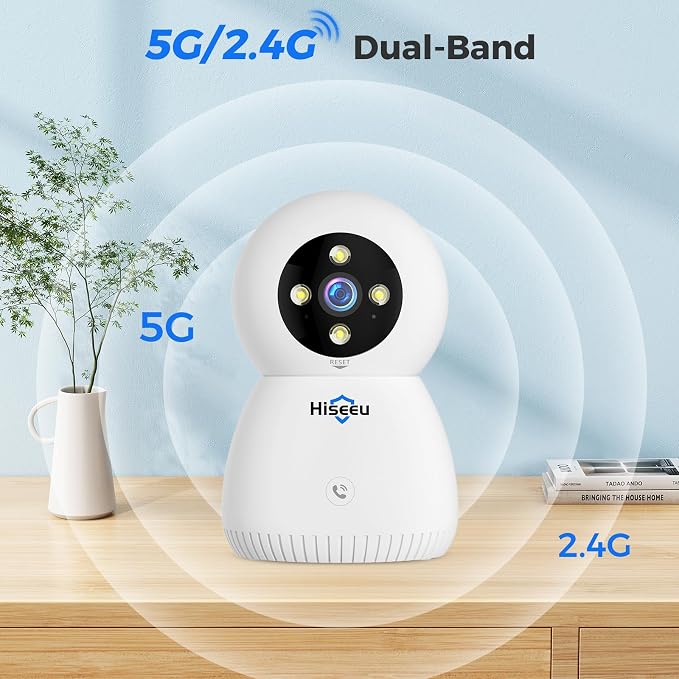 Hiseeu Indoor Security Camera, 2.4G/5G 5MP Baby Monitor Pet Camera - Image 4