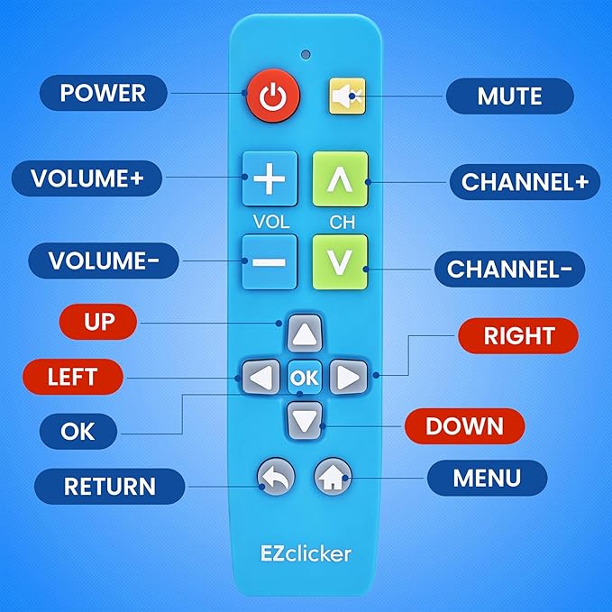 Samsung Replacement TV Remote Compatible with Samsung TV's ONLY (Blue) Big Button TV Remote Control, Simplified and Easy to Use (2xAAA Batteries not Included)