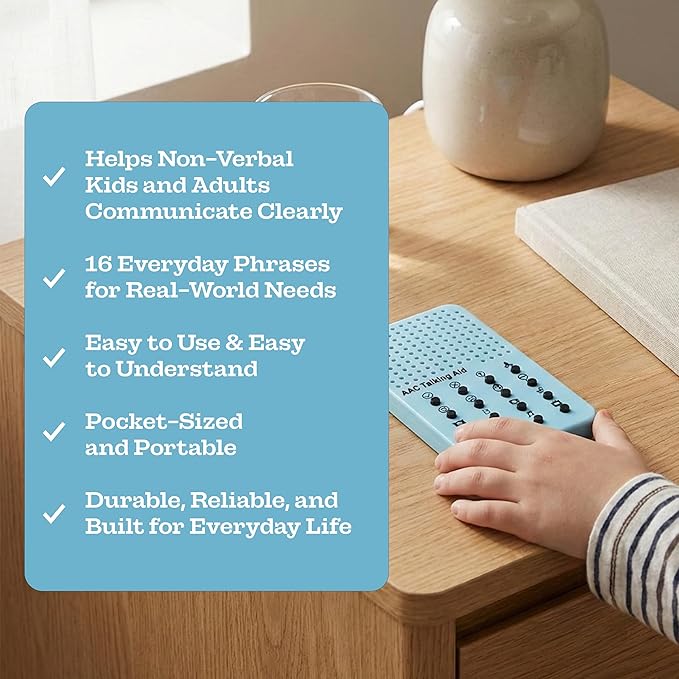 AAC Non Verbal Communication Device for Autism, Speech Therapy, & Stroke Rehab, Tools for Autism Talking Aids with 16 Phrases - Autistic Toys for Kids and Adults