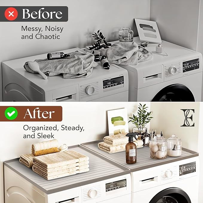 1 PC Washer and Dryer Top Cover Protectors 25" x 25", Laundry Machine Dust Guards (Sand (Beige))