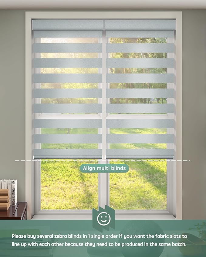 Yoolax Motorized Zebra Blinds Compatible with Alexa,Motorized Blinds with Remote Smart Automatic Custom Electric Window Blinds Cordless Indoor Blackout for Home Bedroom Kitchen (Starry Gray)