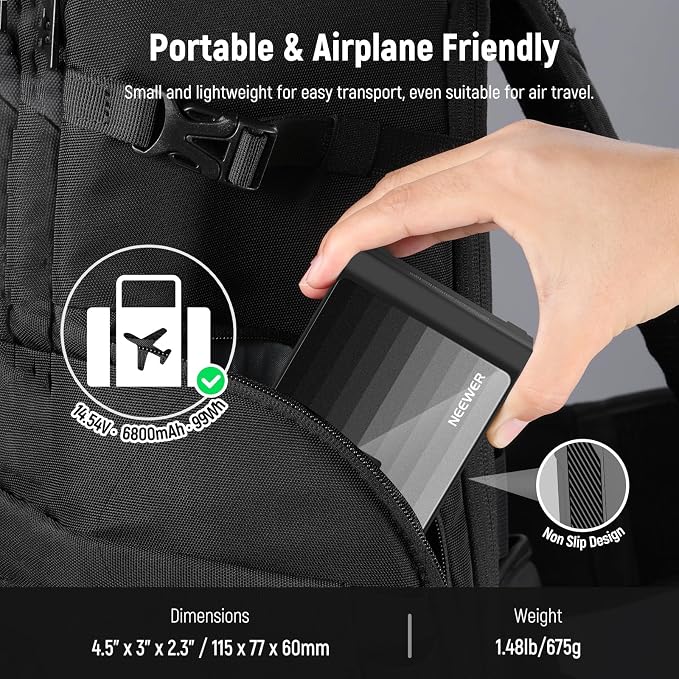 NEEWER Mini V Mount Battery PS099EP, 6800mAh 99Wh V Lock Battery - Image 7