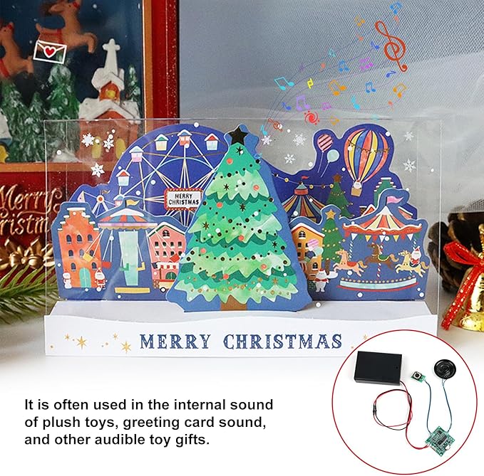 Geekstory Recordable Sound Module 8M Button Control Music Voice Chip Programmable with Speaker+Battery Box for DIY Music Greeting Card Christmas Creative Gift