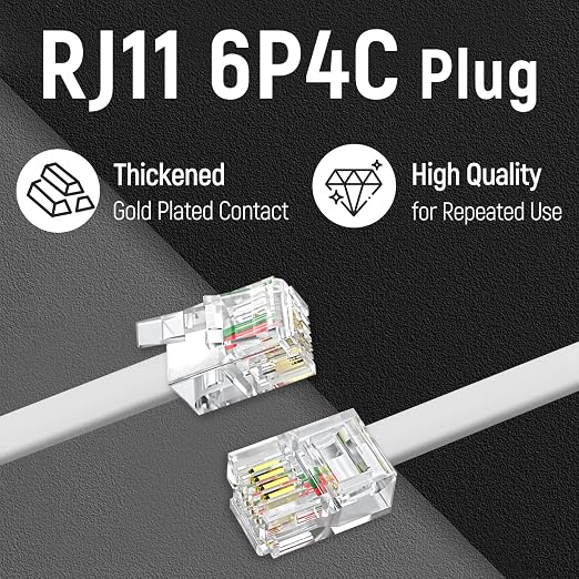 Uvital 25 Feet Phone Line Cord, RJ11 Phone Cable, Landline Telephone Wire - Image 2