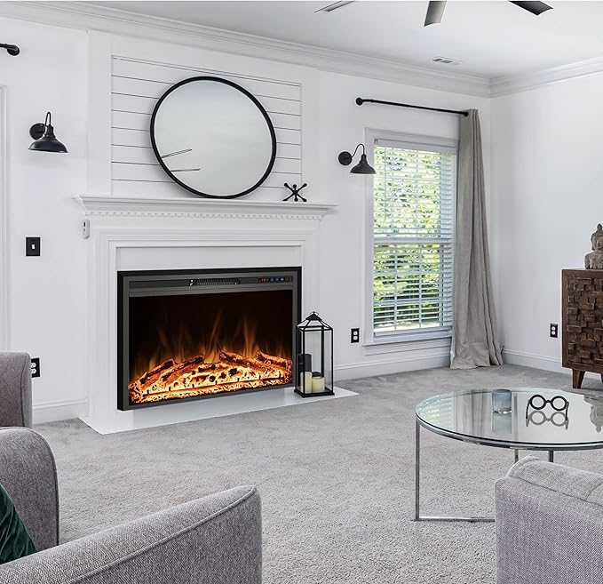 Electric Fireplace, 50" Electric Fireplace Inserts, Recessed Fireplace Heater with Remote Control, Adjustable Flame Colors, Timer&Overheating Protection, 750/1500W