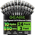 GEARit Cat 6 Ethernet Patch Cables 3 ft Black, CAT6 High Speed 24AWG 10Gbps by GEARit
