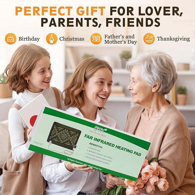 UTK Far Infrared Heating Pad, 5X Pain Relief for Back Waist Abdomen, Gift for Women Men, FSA-HSA Eligible Weighted Mat with Magnets Stone, Jade & Tourmaline, Hotter to 159℉, 4H Auto-Off, 21'' x 31''