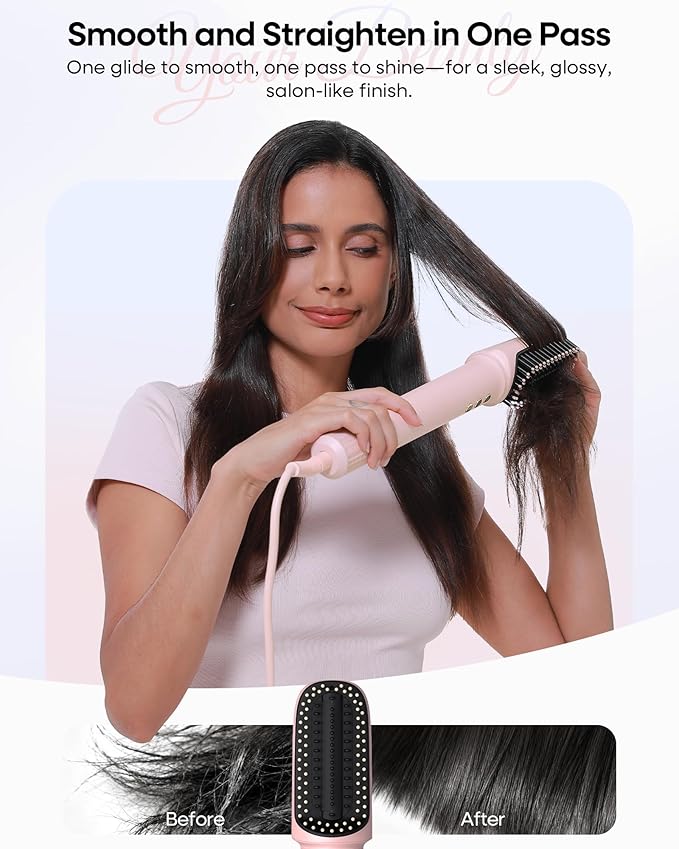 okaydeer 7 in One Hair Dryer Brush with Auto Wrap Curlers, Negative Ionic, No Heat Damage, Blow Dryer, Fast Drying & Frizz-Free Styling, Hot Air Styler, Straightener&Volumizing Brush with Storage Bag