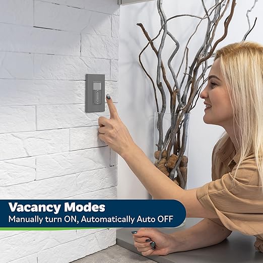 TOPGREENER Motion Sensor Light Switch Dimmer, Electronic Dimmer with PIR Motion Sensor, Occupancy & Vacancy Modes, 150W LED/CFL, Single-Pole, UL Listed, TDODS5-120-GY, Gray