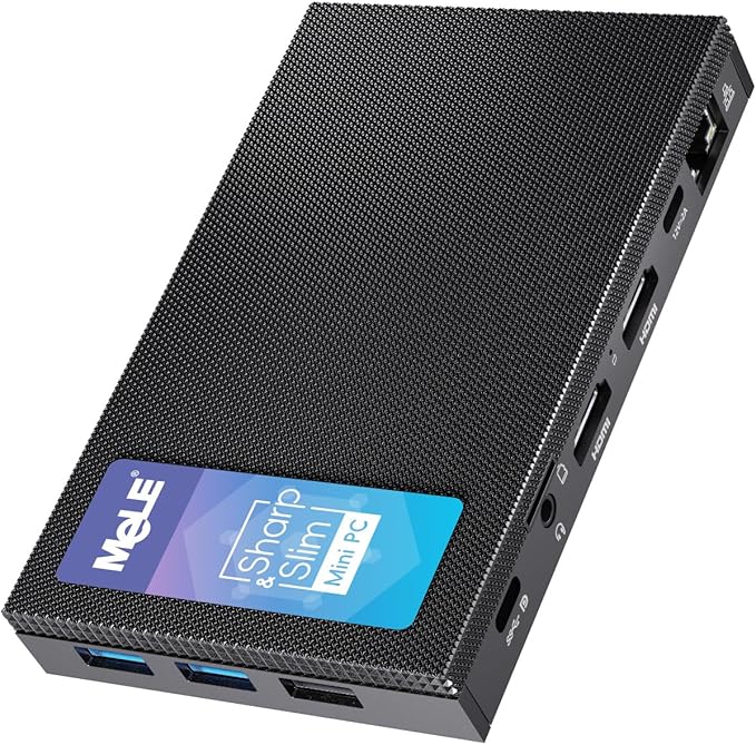 MeLE Mini PC Quieter 4C - 12th Gen N100, Fanless PC, 8GB Memory, 128GB Storage, 2.4/5G Wi-Fi, Full-Functional USB-C, 4K Triple Display Desktop on Home, Office, Education, Astrophotography