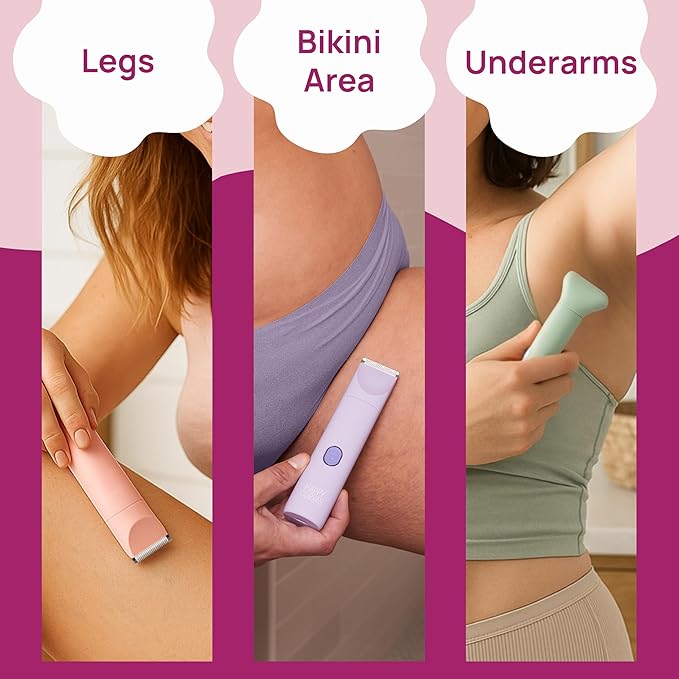HAPPY CURVES Smoothie 2.0 Bikini Trimmer - Electric Razor for Women, Waterproof Hair Groomer with Adjustable Guards, Personal Shaver for Pubic Hair, Ladies Intimate Shaver and Body Trimmer (Mango)