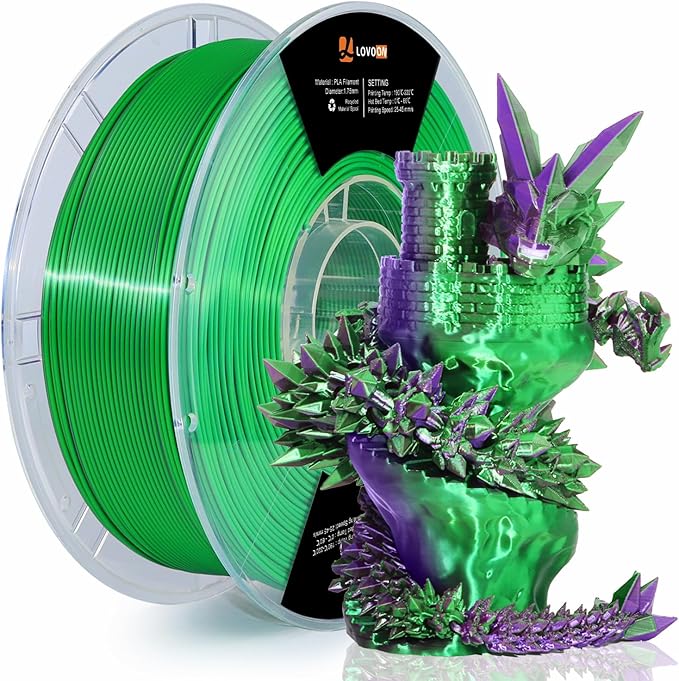 LOVOON PLA 3D Printing Filament Multicolor PLA Filament 1.75mm Silk Dual Color by LOVOON
