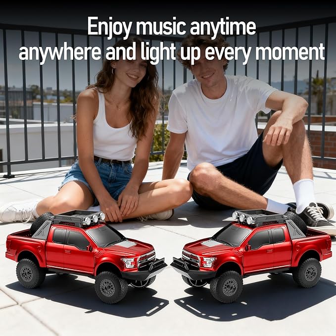 WS-589 Rugged Pickup Truck Bluetooth Replica Speaker – Portable Audio with TWS, LED Party Lights & HD Stereo | Unique Surprise Gift for Music & Truck Lovers(Red)