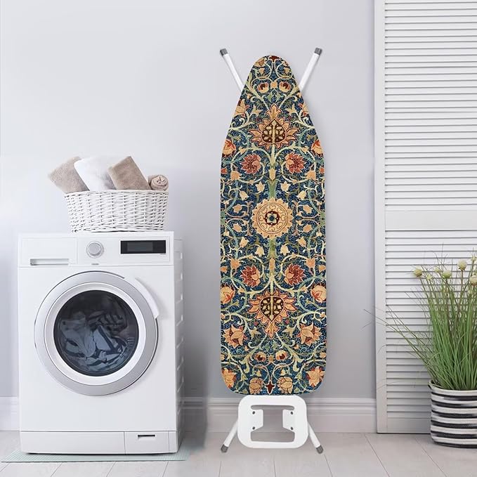 ZCFYGDX Vintage Flower Print 15 x 54 Ironing Board Covers Nylon Buckle Straps Fasteners & Elastic Edge Stain Resistant Breathable,Suitable for Multi-Size Iron Board Relaxing Ironing Experience