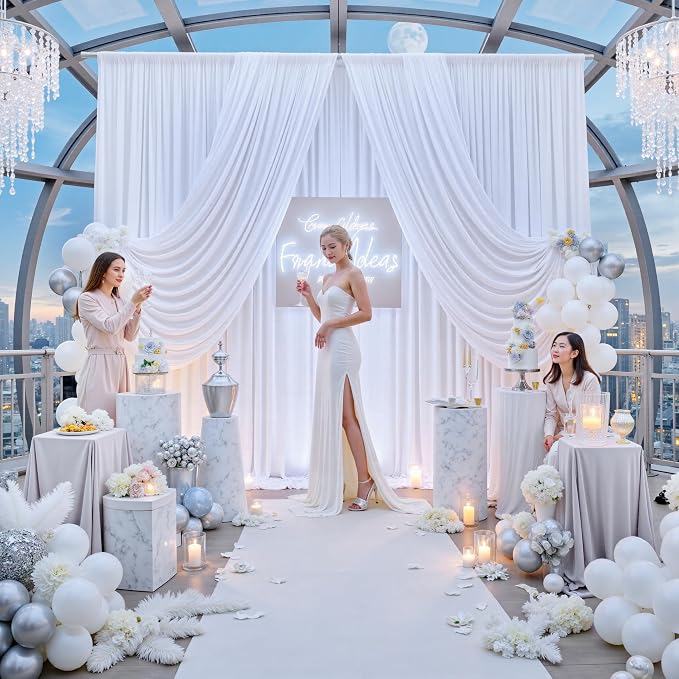 30ftx12ft Wrinkle Free White Backdrop Curtains - Image 3