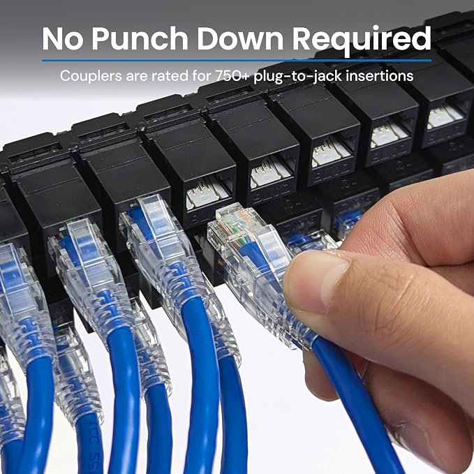 ICC CAT6 Feed-Through Patch Panel, 48 Port, 1U Rackmount, RJ45 Ethernet Patch - Image 3