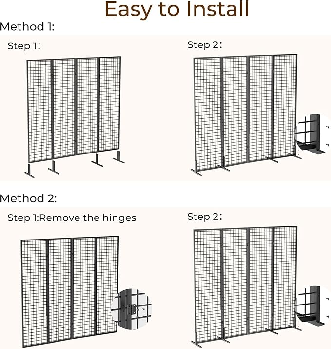 DEMEGA Grid Wall Panels Foldable Gridwall Panel Display Stand Art Show Display Panels for Vendor Events Craft Shows Merch Display