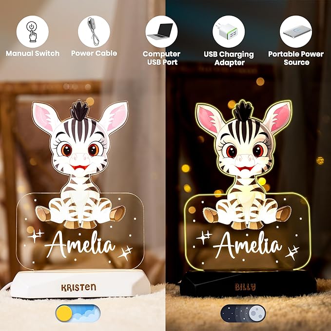hun concept Personalized Unicorn Night Light for Kids – Custom Name LED Lamp, Cute Acrylic Unicorn Design, Baby Room & Nursery Decor, Magical Gift for Girls, Birthday Gifts