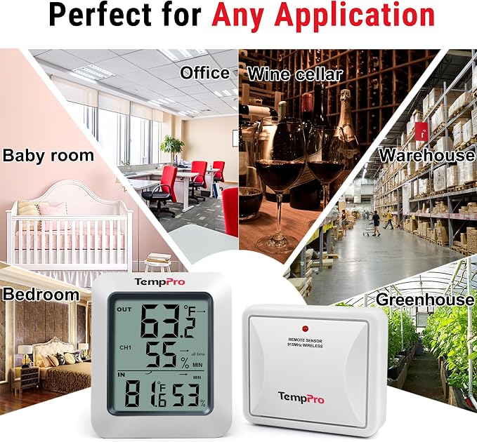 TempPro TP60 Wireless Indoor Outdoor Thermometer Hygrometer - Image 7