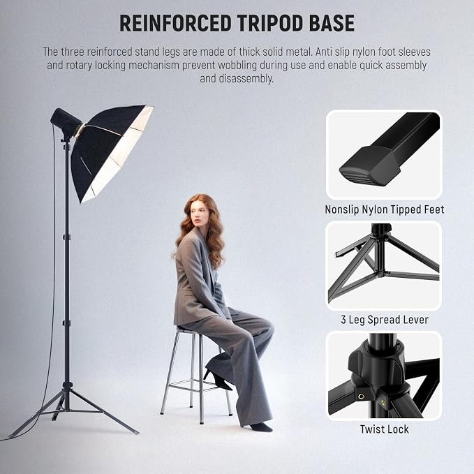 NEEWER Photography Light Stand 1.8-6.6ft/56-200cm - Image 4