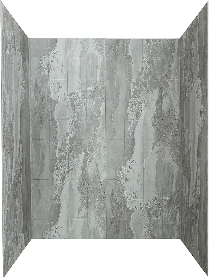 Palisade 78in x 60in x 36in Waterproof Vinyl Shower Surround Kit with Accessories in Urban Slope
