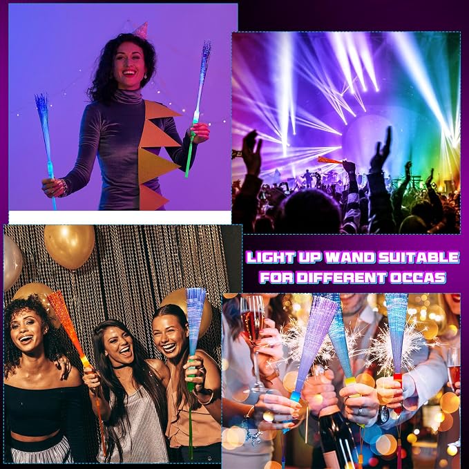 Kasyat 10 Pieces Glow Fiber Wands Sticks Light up Fiber Optic Wands LED - Image 5