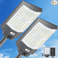 10500W Solar Street Lights Outdoor, 2PCS 650000LM 7000K Solar Parking Lot Lights Dusk to Dawn 40000mAh IP67 Waterproof Pole Security Flood Lamps with Motion Sensor and Remote for Yard, Driveway