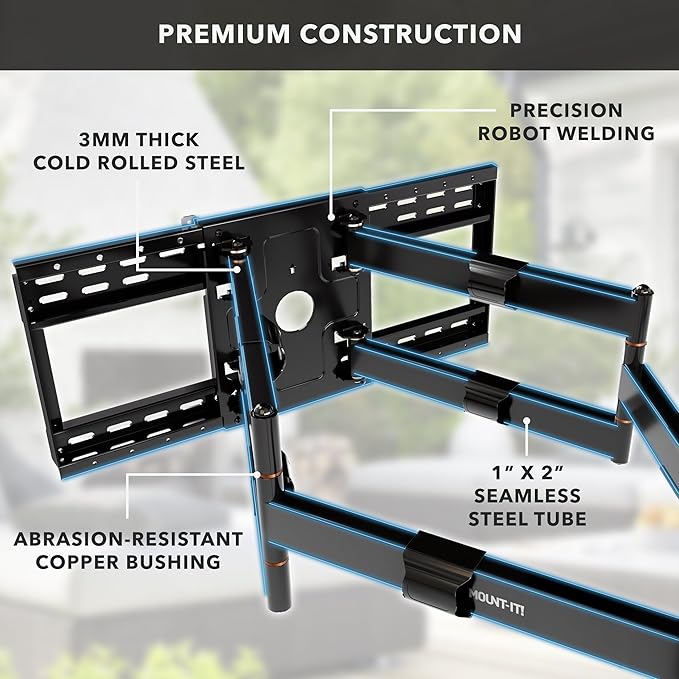 Mount-It! The Beast Outdoor TV Wall Mount, Weatherproof 275 lb Capacity Heavy Duty TV Wall Mount with Long Extension Arms