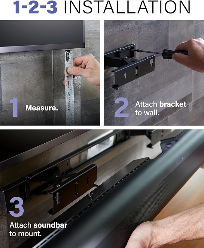 SANUS Extendable Soundbar Wall Mount for Sonos Arc & Sonos Arc Ultra Soundbar – 5” Depth Adjustment Optimized for Dolby Atmos - Black Speaker Mount