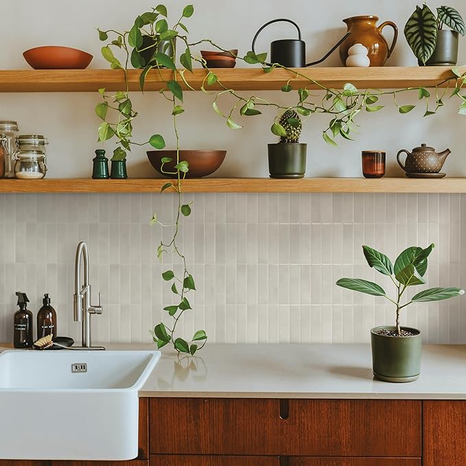 SMART TILES Peel and Stick Backsplash - 5 Sheets of 11.43" x 9" - 3D Adhesive Peel and Stick Tile Backsplash for Kitchen, Bathroom, Wall Tile