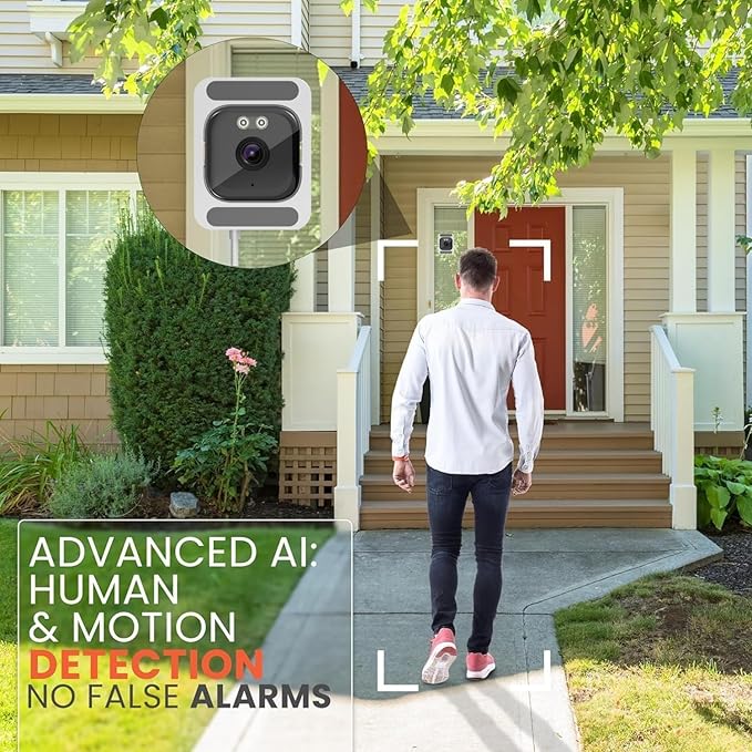 FEICAMYZX Indoor Security Camera, 3MP 2K Window Camera, 2.4GHz/5GHz WiFi, Starlight Night Vision, 24/7 Recording, 8ft Cable
