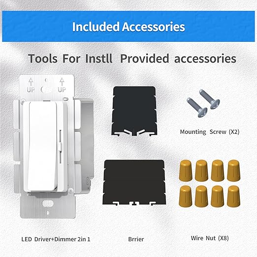 Dimmer and Driver Switch in ONE, AC120V 96W ON/Off Driver+dimmer 2 in1 Output Voltage: 24V +/-0.5V, UL,FCC,CE Class 2 Driver+dimmer Switch 2 in 1, Small Mini Driver+dimmer 2in1 UL Listed, Class 2