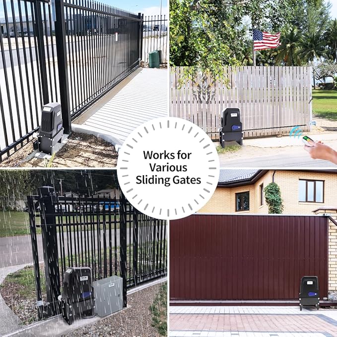 TOPENS BK800 Automatic Sliding Gate Opener Strong Belt Silent Drive Electric Gate Motor for Heavy Driveway Slide Gate Up to 1800 Pounds, Gate Operator AC Powered with 40ft Belt and Remote Control