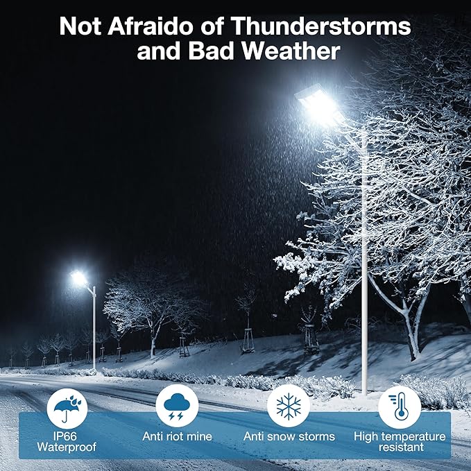 10000W Solar Street Lights Outdoor - Solar Lights Outdoor Waterproof Motion Sensor, Solar Parking Lot Lights Commercial Dusk to Dawn, LED Street Light Solar Powered for Outside, Yard