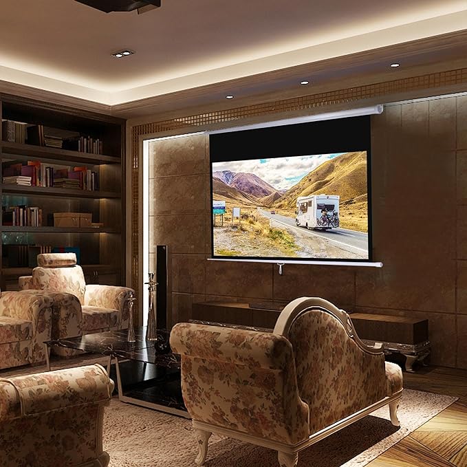 Instahibit 72" 16:9 Manual Pull Down Projector Screen 4K Self-Locking Home Theater Cinema Meeting Room Classroom Restaurant Bar Office