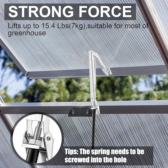 Amylove 2 Pcs Single Spring Automatic Roof Vent Opener Greenhouse Accessories Solar Greenhouse Heater Sensitive Ventilation Kit Automatic Window Vent Opener Replacement for Gardening