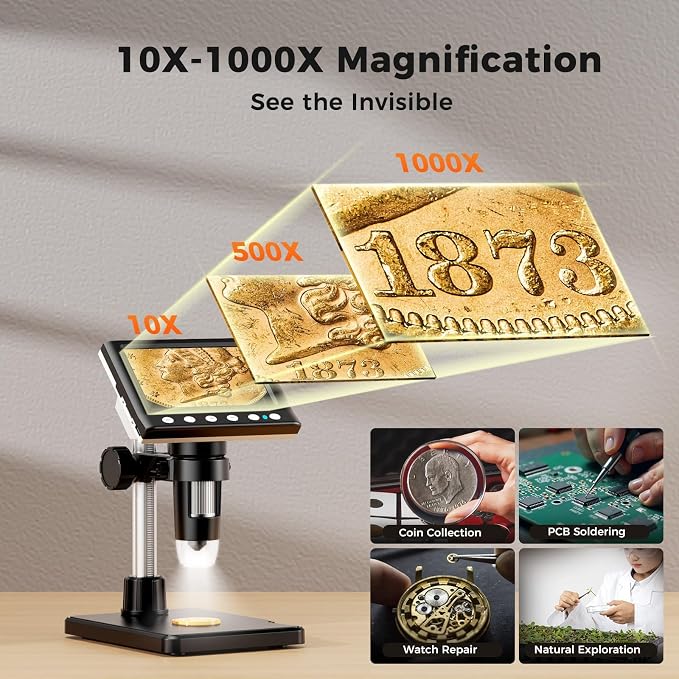 4.3 Inch LCD Digital Coin Microscope, 1000X USB Magnifier - Image 2