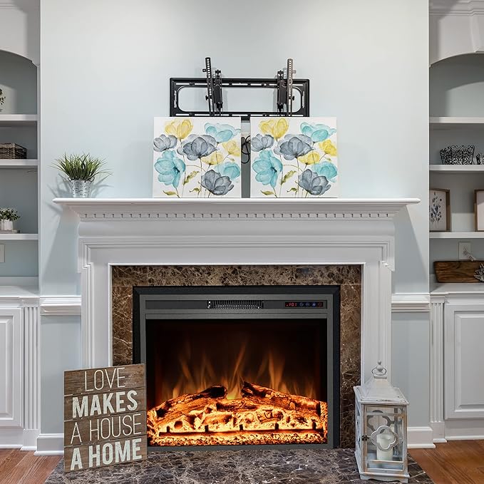 Electric Fireplace, Electric Fireplace Inserts, Recessed Fireplace Heater with Remote Control, Adjustable Flame Colors, Timer&Overheating Protection, 750/1500W, 35" W X 27" H