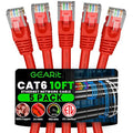 GEARit Cat 6 Ethernet Patch Cable 10 ft Red Cat6 Patch Cables 10ft Red/Ethernet by GEARit