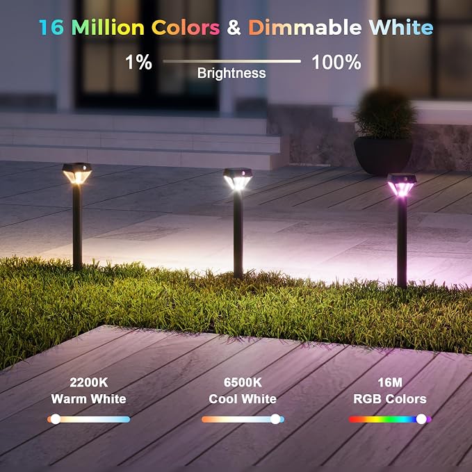 XMCOSY+ Smart Solar Pathway Lights, 150LM RGBCW Color Changing Landscape - Image 3