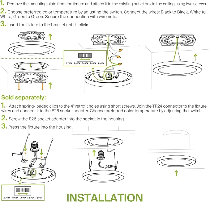 ASD LED 9" Round Flush Mount Ceiling Light Fixture, Low Profile Surface Lighting | 5CCT, Dimmable, Ultra-Thin, ETL Listed | 18W 1660LM 2700-6000K 120V | Kitchen, Bedroom, Hallway Lamp | White, 12 Pack