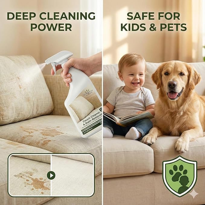 NOYATECH Couch Cleaner and Stain Remover Spray – Professional Strength, Multi-Surface Fabric and Upholstery Cleaner – Pet-Safe, Non-Toxic, Quick-Drying for Couches, Sofas & Car Interiors