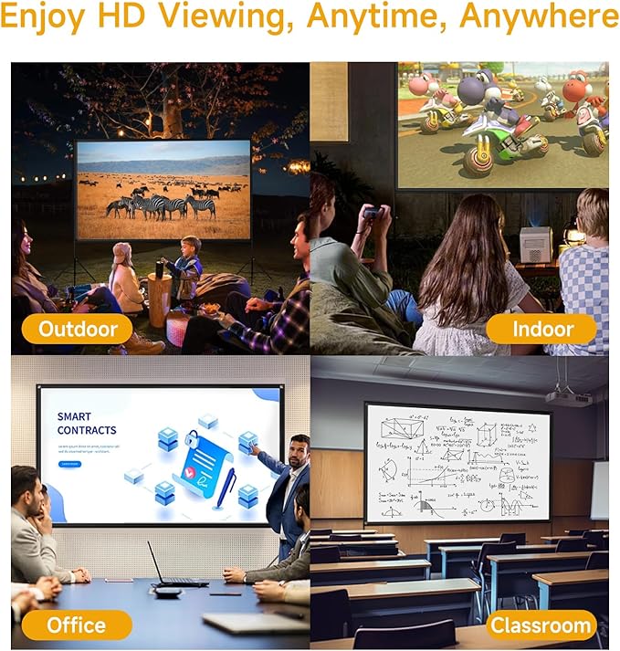 Outdoor Projector Screen with Stand, SCREENMAX 120 inch Foldable Projector Screens with Portable Carry Bag, 16:9 4k HD Rear Front Wrinkle-Free Projection Screen for Movie Night and Indoor Home Theater